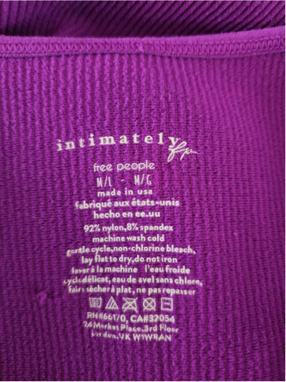FREE PEOPLE Meg Purple Ribbed Long Sleeve V-Neck Bodysuit M‎ L